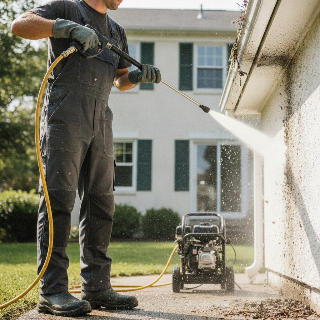 Gutter Pressure Washing no peoples faces only neck to toes allowed